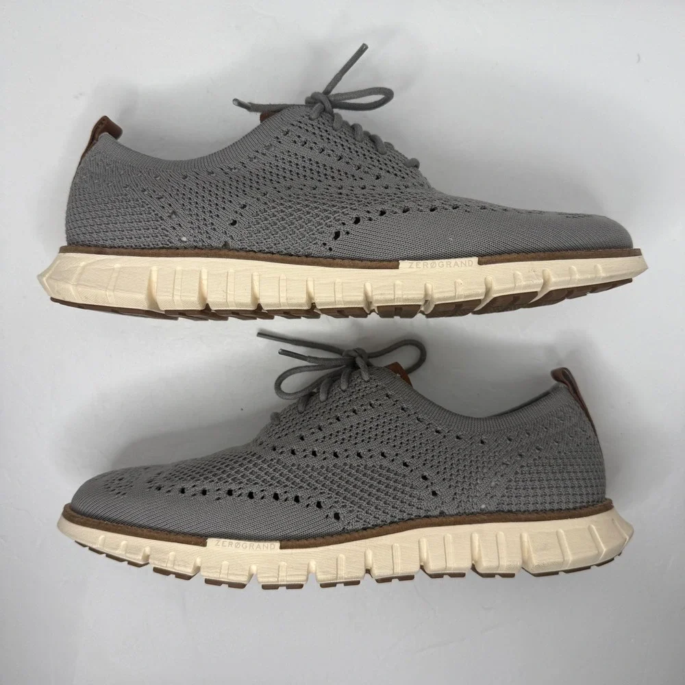 Cole Haan Zerogrand Remastered Stitchlite Wingtip Oxford Men 9M Grey Knit C39740 - Picture 2 of 10